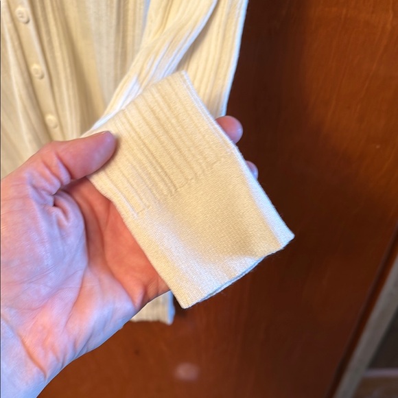 White Ribbed Button-Up Dress - Picture 3 of 5